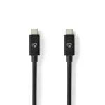 Billede af USB kabel 4.0 Gen 3x2 C Han 240 W 8K@60Hz 40 Gbps Nikkelplateret 1.00 m Runde PVC Sort Box