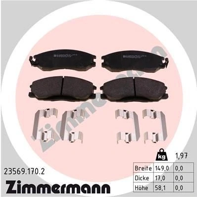 Billede af ZIMMERMANN 23569.170.2 Bremseklodser med akustisk advarsel for slid Billede svarer til leveringsomfang, fjeder HYUNDAI: Santa Fe I