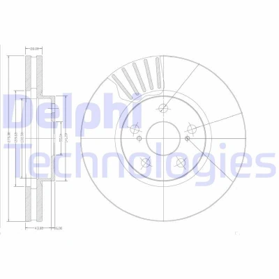 Billede af DELPHI BG3189 Bremseskiver 275 28 5 ventileret olieret ubehandlet uden hjullejer, ABS sensorring TOYOTA: Avensis I Stationcar, Sedan