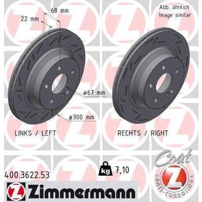 Billede af ZIMMERMANN BLACK Z 400.3622.53 Bremseskiver 300 22 6/5 5 112 indvendigt ventileret, opslidset coatet højkarboniseret MERCEDES BENZ: CLS Coupe