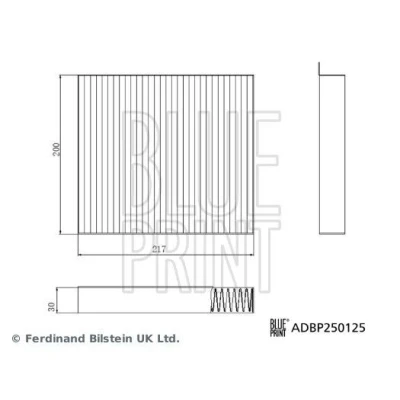 Billede af BLUE PRINT ADBP250125 Kabinefilter Pollenfilter 217mm 200mm 30mm