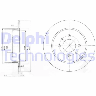 Billede af DELPHI BG3102 Bremseskiver 260 10 4 fuldstændigt olieret ubehandlet uden hjullejer, ABS sensorring