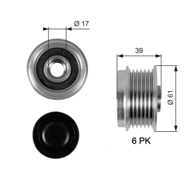 Billede af GATES OAP7042 Friløbskobling 39 FleetRunner Micro V Stretch Fit VOLKSWAGEN: Polo IV Hatchback