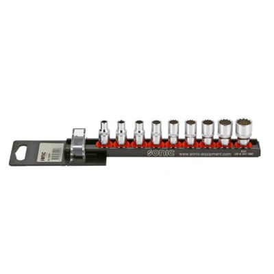 Billede af SONIC 100901 Topsæt 9 Tolvkant Krom vanadium stål, Aluminium 1/4 Firkant
