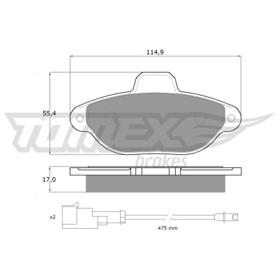Billede af TOMEX brakes TX 10 721 Bremseklodser foraksel Inkl. slidadvarselskontakt med tilbehør FIAT: Punto II Hatchback, I Cabriolet
