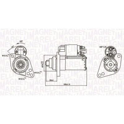 Billede af MAGNETI MARELLI 063721294010 Starter 12 1,1 10 SKODA: Octavia 2 Combi, II Hatchback, Superb Stationcar, VOLKSWAGEN: Golf 5