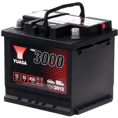 Billede af YUASA YBX3000 YBX3012 Starterbatteri 12V 52Ah 450A KIA: Niro, TOYOTA: Yaris III Hatchback, FIAT: 500 C Cabriolet