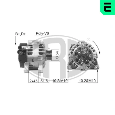 Billede af ERA 210016A Generator 14V 90A PEUGEOT: 206 Hatchback, SW, 307 Stationcar, CITROËN: Berlingo / First I, C5 II Xsara Picasso