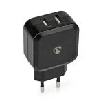 Billede af Vægoplader Hurtigopladningsfunktion 2x 2.4 A Antal output: 2 USB Uden Kabel 24 W Single spænding output