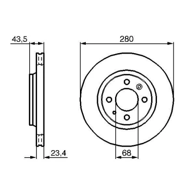 Billede af BOSCH 0 986 478 375 Bremseskiver 280 23,5 4 108 ventileret, indvendigt ventileret olieret SAAB: 900 I Combi Coupe, 9000 Hatchback