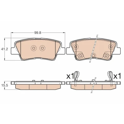 Billede af TRW GDB3569 Bremseklodser med akustisk advarsel for slid HYUNDAI: i30 II Hatchback, III Veloster, KIA: RIO 3