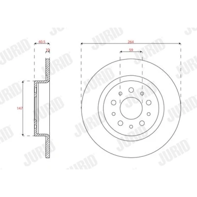 Billede af JURID Bremseskive FIAT: Tipo Stationcar, Hatchback 10mm 5 98mm fuldstændigt coatet 563296JC 52026321,52067392 Bremseskiver, Skivebremser