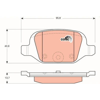 Billede af TRW COTEC GDB1384 Bremseklodser Ikke forberedt til slidindikator FIAT: 500 Hatchback, Panda II Punto Hatchback