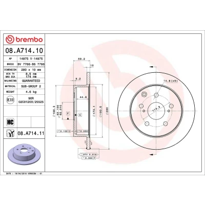 Billede af Bremseskive BREMBO 08.A714.11