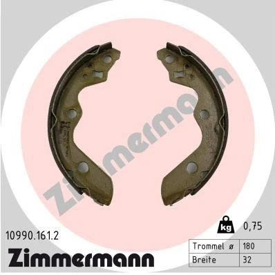 Billede af ZIMMERMANN 10990.161.2 Bremsebakker 180mm 32mm uden arm, Billede svarer til leveringsomfang