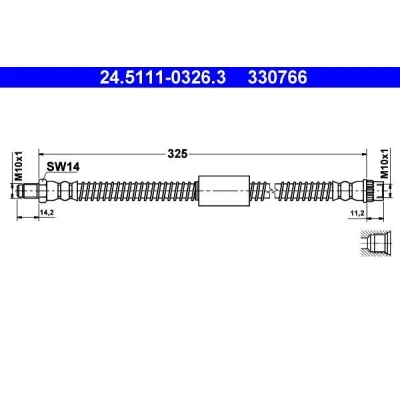 Billede af ATE 24.5111 0326.3 Bremseslange 326 M10x1