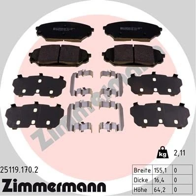 Billede af ZIMMERMANN 25119.170.2 Bremseklodser med akustisk advarsel for slid Billede svarer til leveringsomfang, glideplade