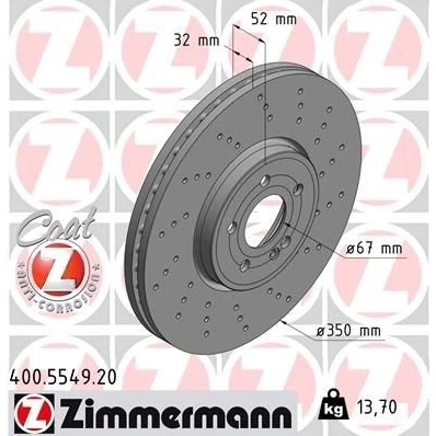 Billede af ZIMMERMANN 400.5549.20 Bremseskiver 350 32 6/5 5 112 indvendigt ventileret, hullet coatet MERCEDES BENZ: A klasse, GLB, CLA Coupe