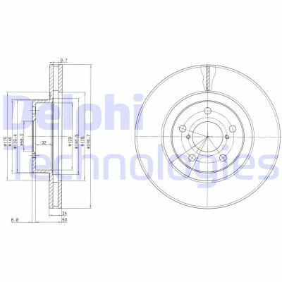Billede af DELPHI BG2827C Bremseskiver 277 24 5 ventileret coatet ubehandlet uden hjullejer, ABS sensorring SUBARU: Impreza III Hatchback, Forester
