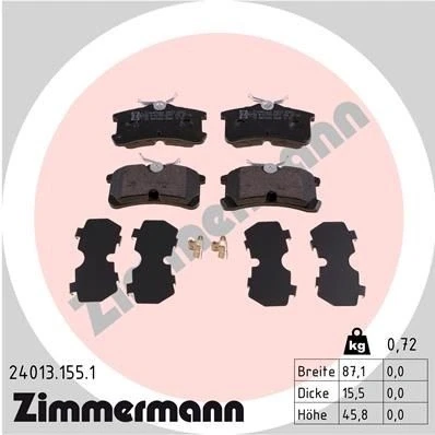 Billede af ZIMMERMANN 24013.155.1 Bremseklodser med akustisk advarsel for slid Billede svarer til leveringsomfang TOYOTA: Corolla VIII Compact