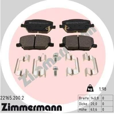 Billede af ZIMMERMANN 22165.200.2 Bremseklodser med akustisk advarsel for slid skruer Billede svarer til leveringsomfang, glideplade FIAT: 500X