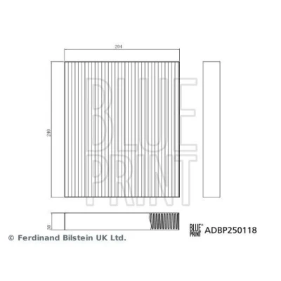 Billede af BLUE PRINT ADBP250118 Kabinefilter Pollenfilter 240mm 204mm 30mm BYD: Seal Sedan EV, PHEV 2022