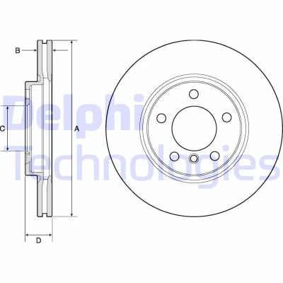 Billede af DELPHI BG4771C Bremseskiver 307 24 5 ventileret coatet højkarboniseret uden hjullejer, ABS sensorring MINI: Countryman