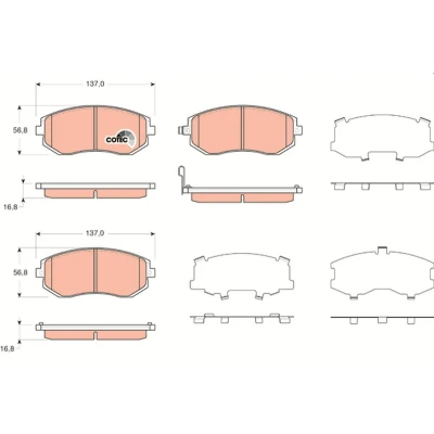Billede af TRW COTEC GDB3371 Bremseklodser med akustisk advarsel for slid tilbehør SUBARU: Forester II, III, Legacy 5