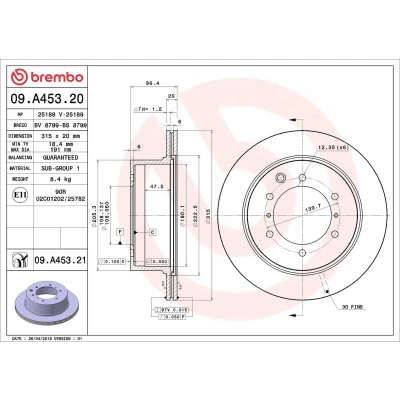 Billede af Bremseskive BREMBO 09.A453.21