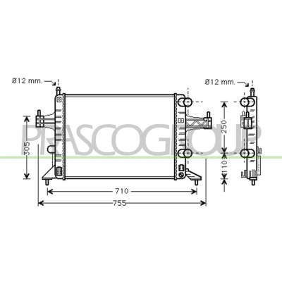 Billede af PRASCO OP030R001 Radiator Aluminium 540 378 23 Mekanisk fuget køleripper OPEL: Tigra Twintop, Corsa C Hatchback, Combo Tour