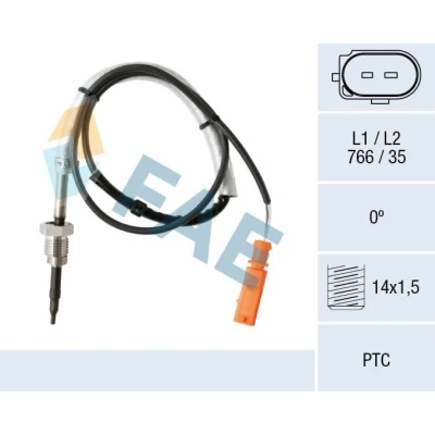 Billede af FAE 68005 Sensoren efter partikelfilter SKODA: Superb II Stationcar, Hatchback, VOLKSWAGEN: Golf 5, SEAT: Altea XL