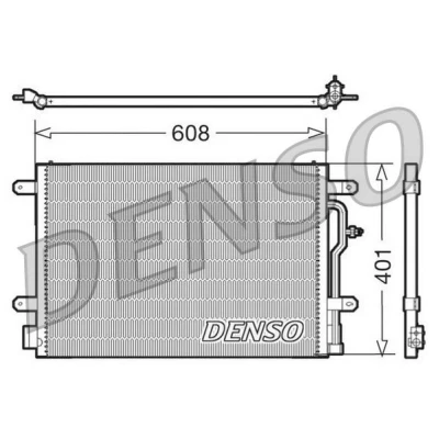 Billede af DENSO DCN02012 Kondensator uden tørrer 608x401x16 R 134a 608 AUDI: A4 B7 Avant, B6/B7 Cabriolet, B6 Sedan