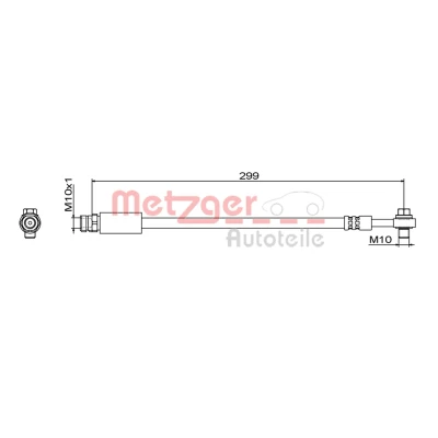 Billede af METZGER 4111827 Bremseslange Bagaksel venstre, højre 299 M10 x 1