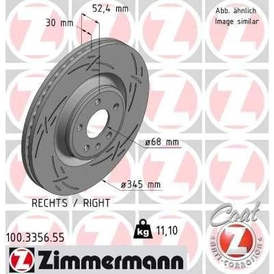 Billede af ZIMMERMANN BLACK Z 100.3356.55 Bremseskiver 345 30 6/5 5 112 indvendigt ventileret, opslidset coatet højkarboniseret AUDI: A6 C7 Avant, A4 B8 Avant