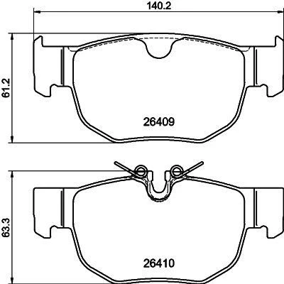 Billede af HELLA 8DB 355 044 381 Bremseklodser Forberedt til slidindikator LAND ROVER: Range Rover Velar, JAGUAR: F Pace