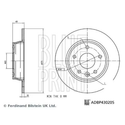 Billede af BLUE PRINT Bremseskive bagaksel 271mm 10mm 5 hul 114mm fuldstændigt coatet ADBP430205 Bremseskiver, Skivebremser