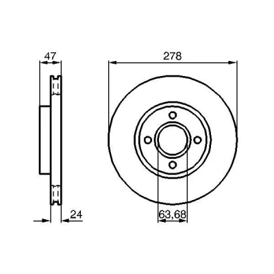 Billede af BOSCH 0 986 478 427 Bremseskiver 278 24 4 107,95 ventileret, indvendigt ventileret olieret FORD: MONDEO 1 Kombi, 2, 2 Kombi