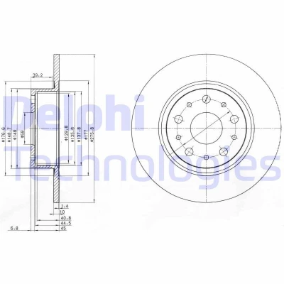 Billede af DELPHI BG3076 Bremseskiver 276 10 5 fuldstændigt olieret ubehandlet uden hjullejer, ABS sensorring ALFA ROMEO: 166