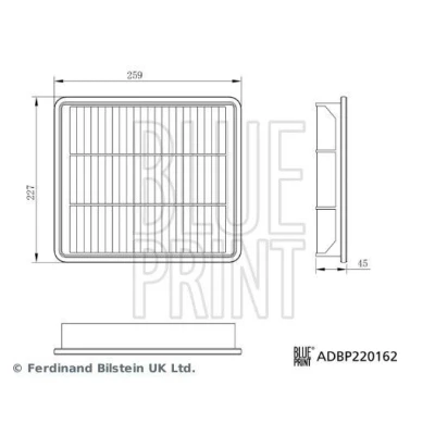 Billede af BLUE PRINT ADBP220162 Luftfilter 45mm 227mm 259mm Filterindsats