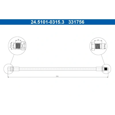 Billede af ATE 24.5101 0315.3 Bremseslange 345mm M10x1mm BMW: 5 Touring