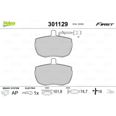 Billede af VALEO 301129 Bremseklodser FIRST foraksel Inkl. slidadvarselskontakt uden anti knirke plade LAND ROVER: Range Rover 1, Discovery 1