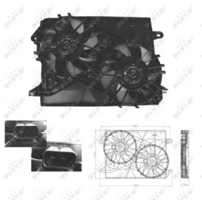 Billede af NRF 47674 Køleventilator 330 12 140/140 med kølerventilatorramme (karm) CHRYSLER: 300C Touring