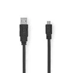 Billede af USB kabel 2.0 A han Micro B 480 Mbps Nikkelplateret 1.00 m Fladt PVC Sort Plastikpose