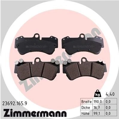 Billede af ZIMMERMANN 23692.165.9 Bremseklodser Billede svarer til leveringsomfang VOLKSWAGEN: Touareg I, PORSCHE: Cayenne