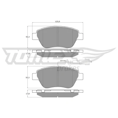 Billede af TOMEX brakes TX 14 44 Bremseklodser foraksel Inkl. slidadvarselskontakt FIAT: 500 Hatchback, Grande Punto Panda II Hatchback