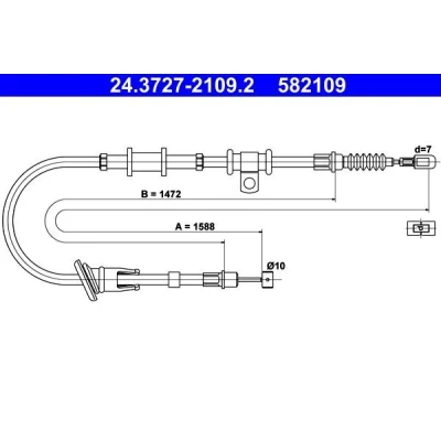 Billede af ATE 24.3727 2109.2 Håndbremsekabel 1588 MITSUBISHI: Carisma Hatchback