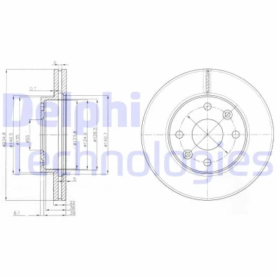 Billede af DELPHI BG3802 Bremseskiver 235 22 4 ventileret olieret ubehandlet uden hjullejer, ABS sensorring KIA: Rio I Stationcar