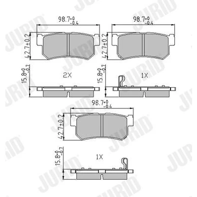 Billede af JURID 573377J Bremseklodser med akustisk advarsel for slid SSANGYONG: Rexton / 2, Kyron, W