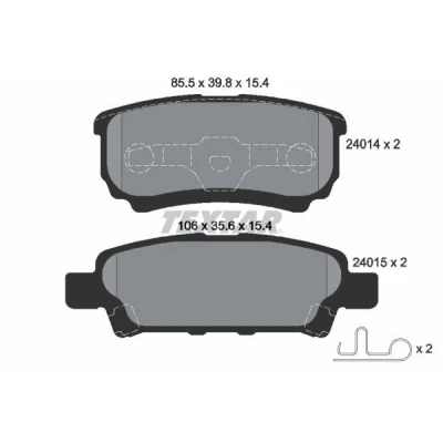 Billede af TEXTAR 2401401 Bremseklodser med akustisk advarsel for slid tilbehør MITSUBISHI: Lancer 7, 8 Limousine, 7 DODGE: Caliber