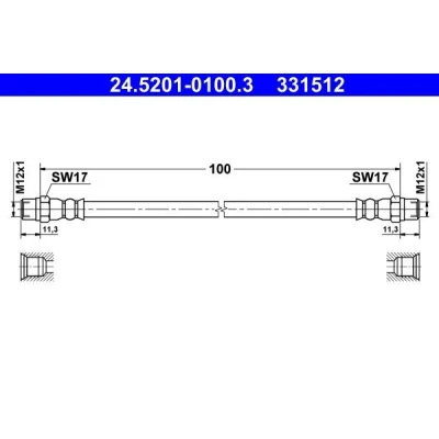 Billede af ATE 24.5201 0100.3 Bremseslange 100 BMW: 5 Sedan, Touring